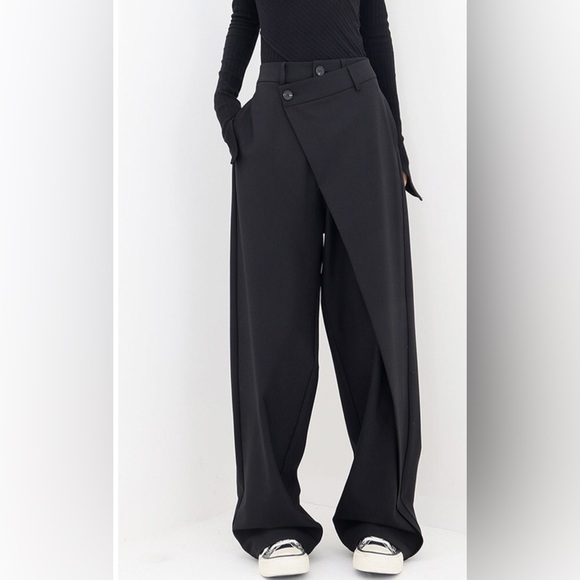 Commense Pants - Commense Black Wide-Leg Trousers